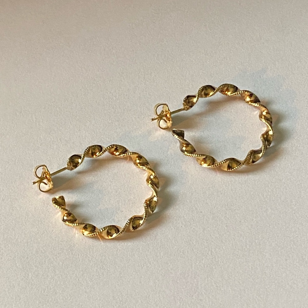 Gold Fill Twisted Hoop Pierced Earrings